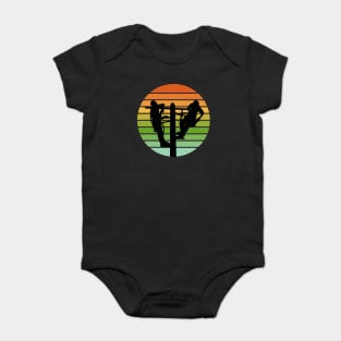 Lineman Repairing Damaged Power Lines Retro Sunset Baby Bodysuit